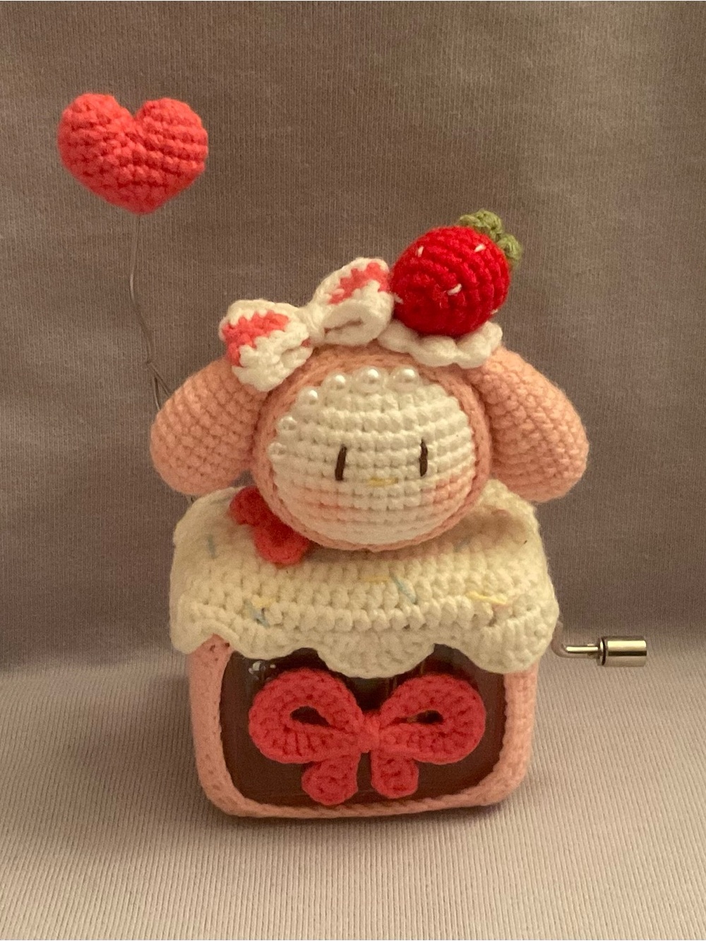 Crochet My Melody Sanrio inspired handmade amigurumi music box